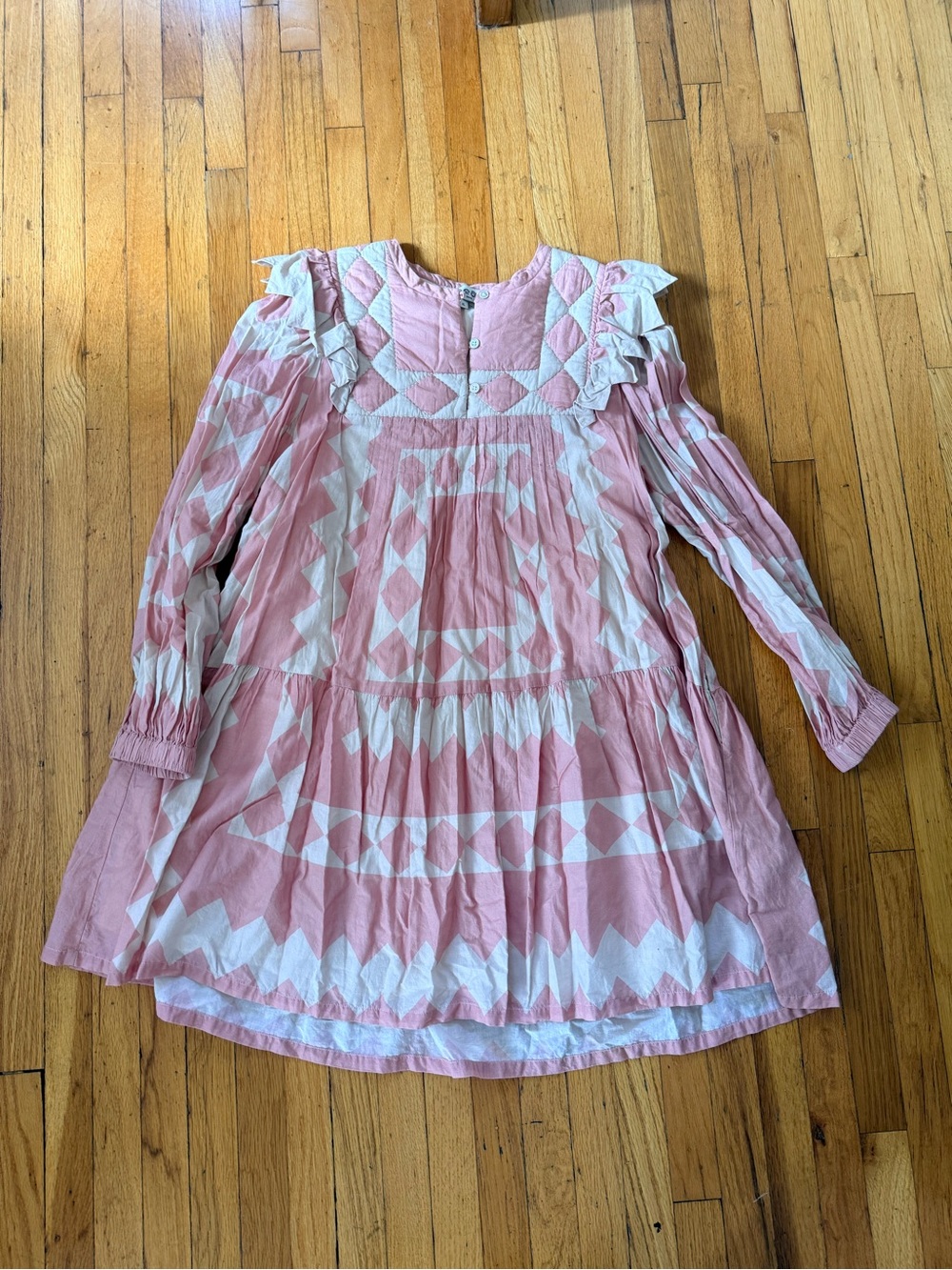 Sea New York Helena quilted mini dress long sleeve pink